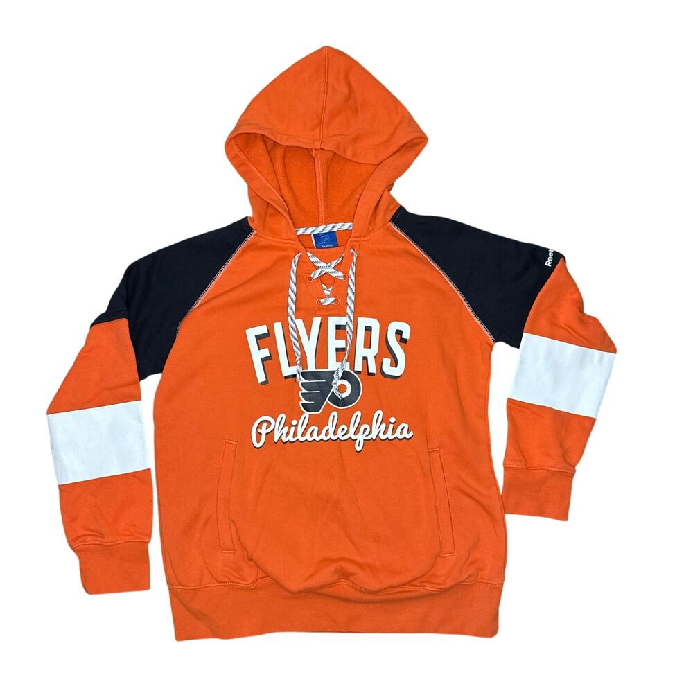 Reebok Orange Black White Philadelphia Flyers Hooded Sweatshirt